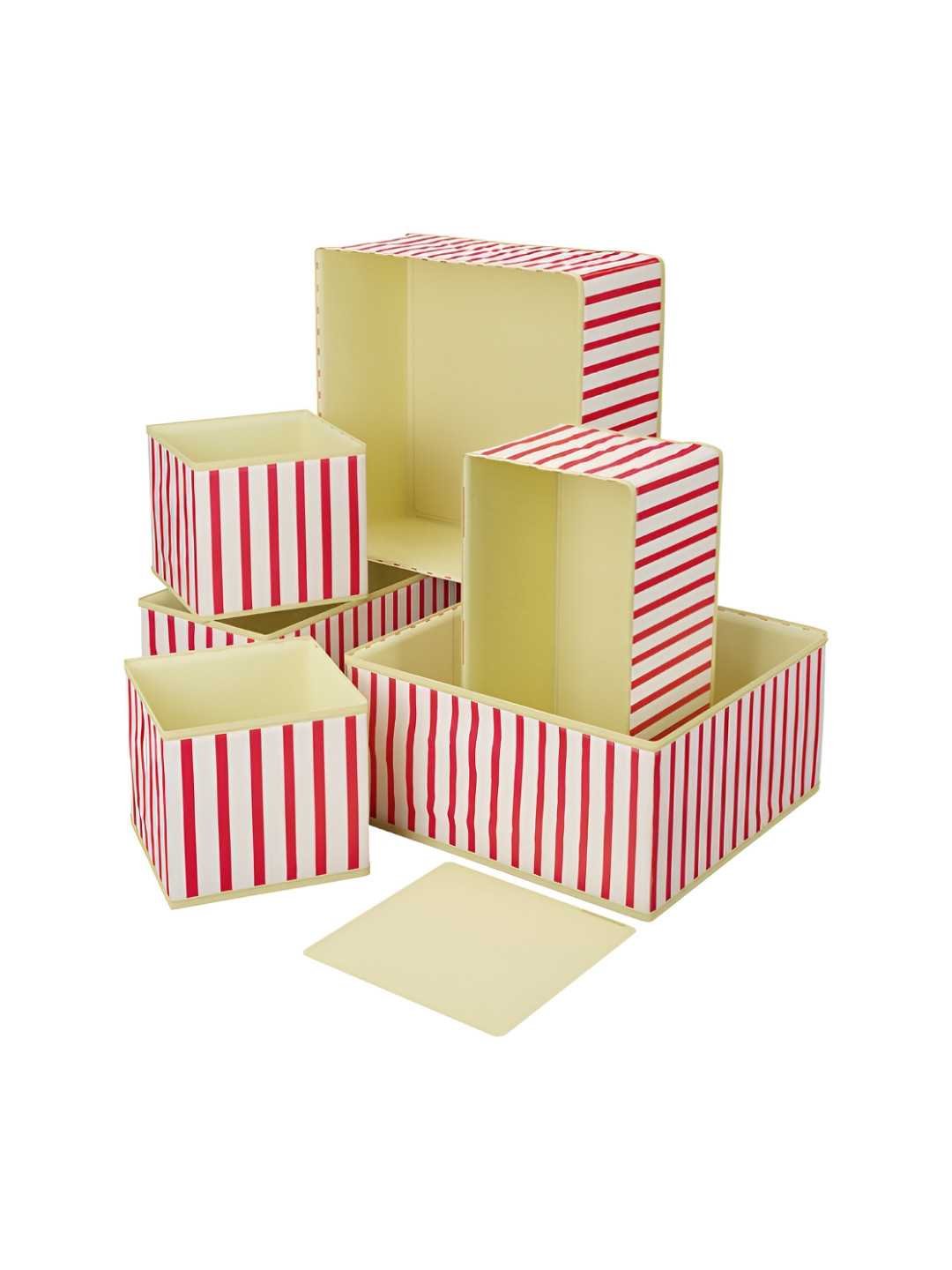 RUBOXA Cream & Red 6 Pieces Drawer Organizer