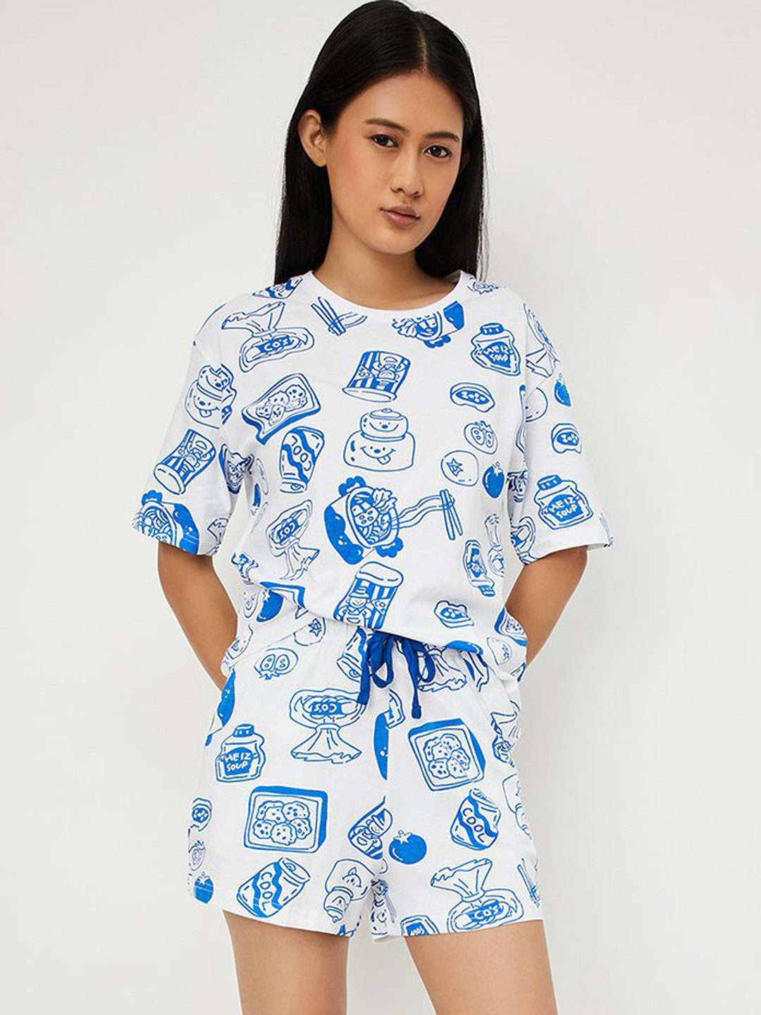 max AIVORY Women Graphic Printed Pure Cotton Night suit