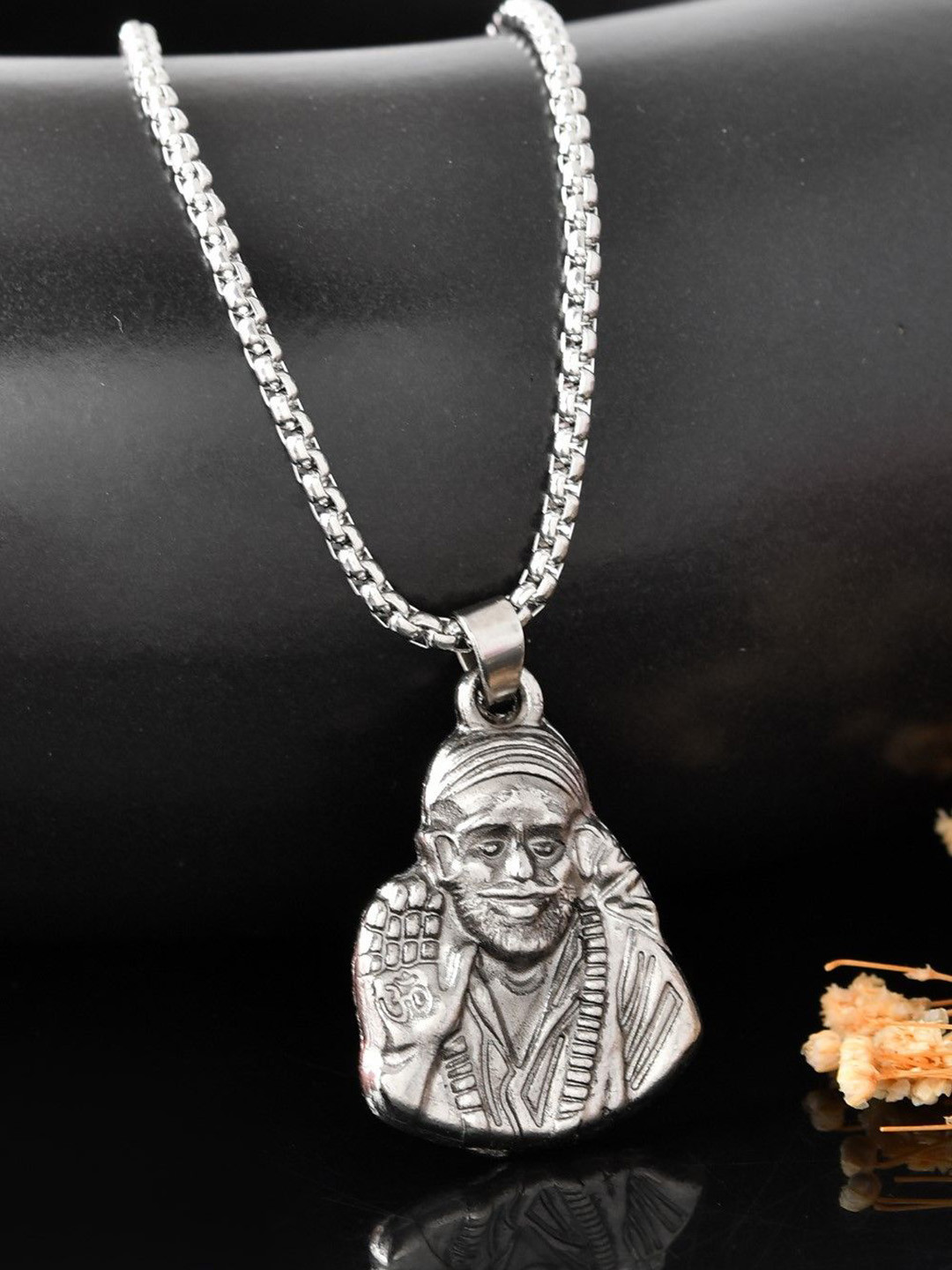 AGARWALPRODUCT Unisex Stainless Steel Sai Baba Pendant