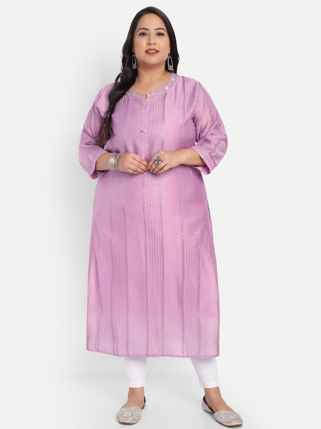 4u Fashion Women Lavender Chanderi Silk Kurtas