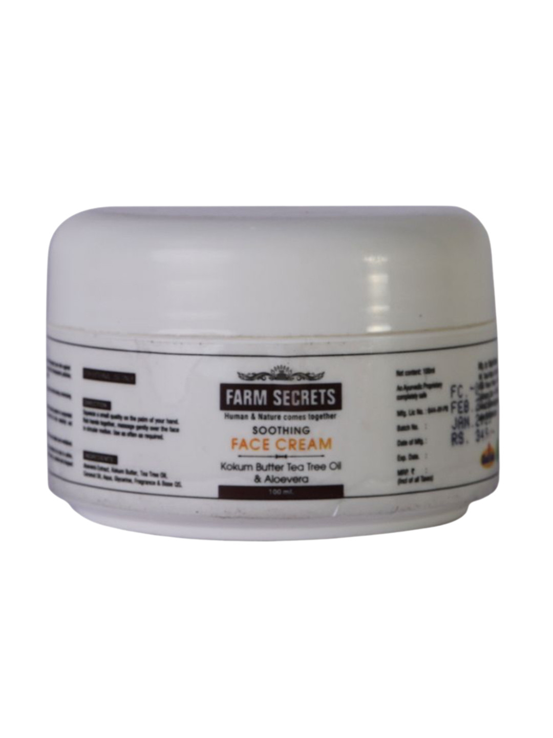FARM SECRETS Soothing Face Cream With Aloevra & Tea Tree Oil - 100 ml