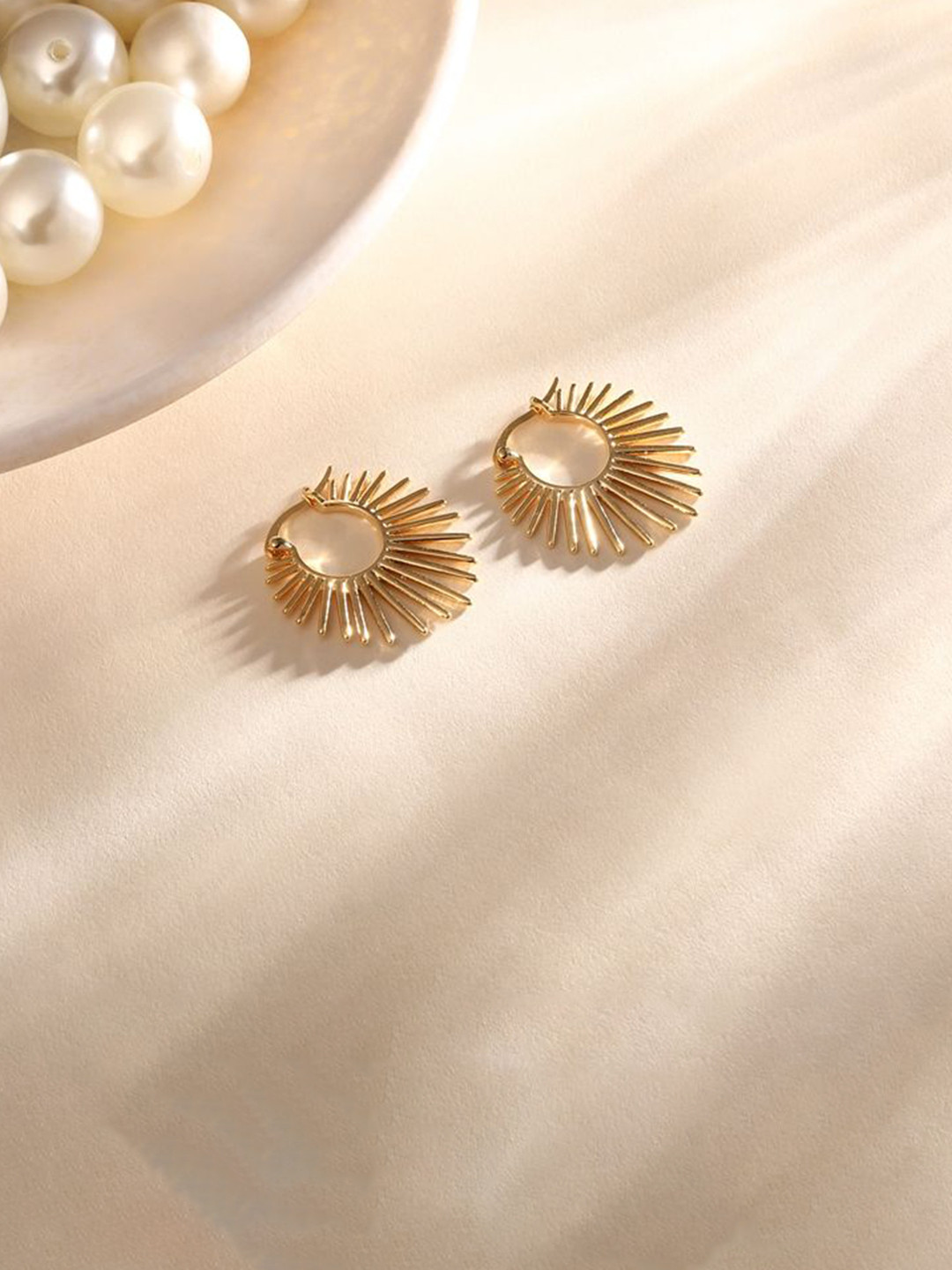 Cierra 18KT Gold Plated Chunky Spiked Shaped Hoop Earrings