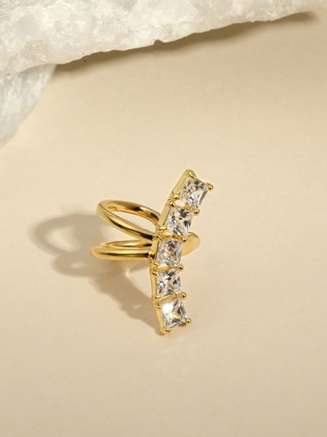 Cierra 18KT Gold Plated Zircon Studded Clacher Shaped Ear Cuff