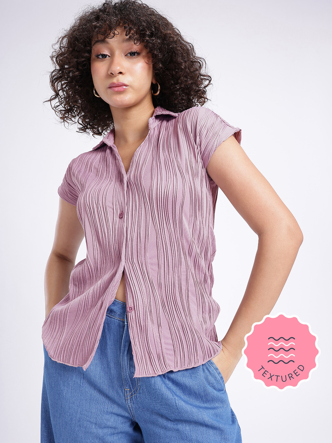 glitchez Textural Self Design Casual Shirt