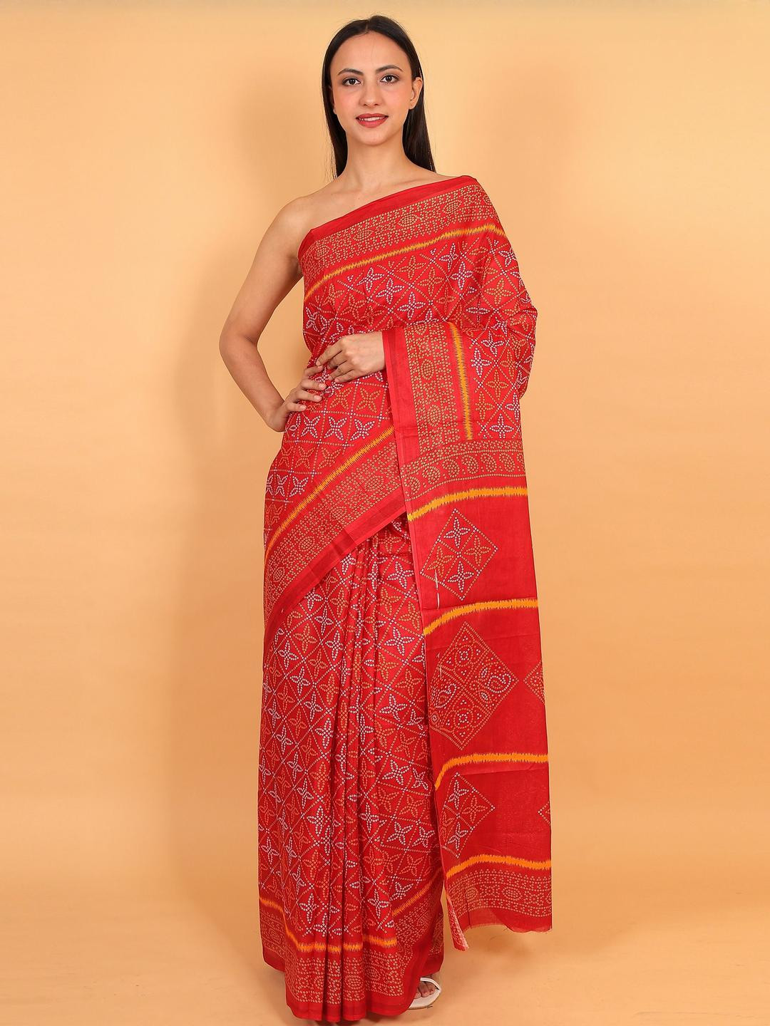 NENUBRITY Bandhani Pure Cotton Bandhani Saree