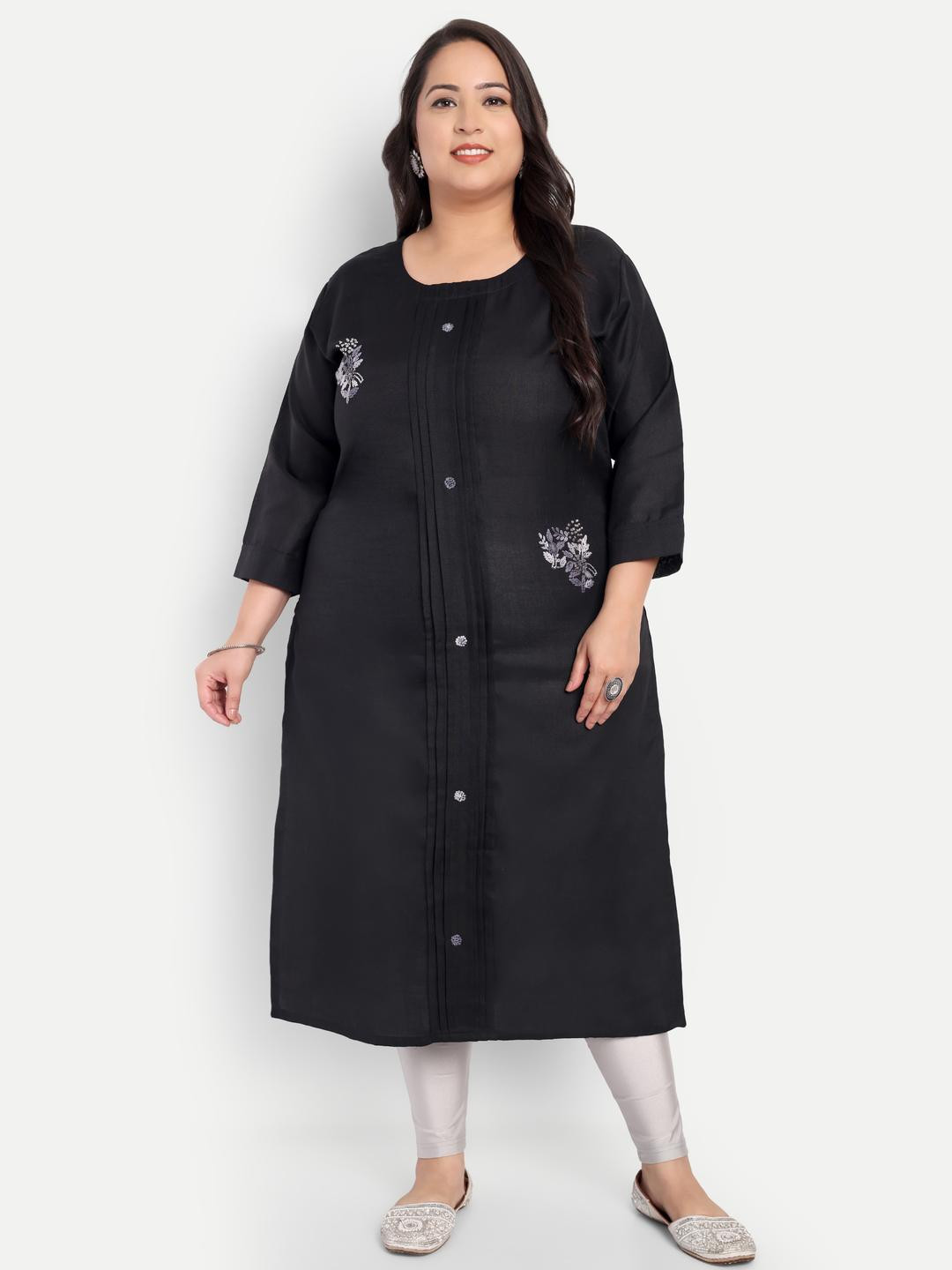 4u Fashion Women Black Blended Kurtas