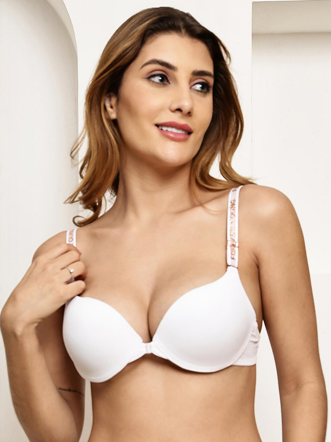 PrettyCat White Underwired Polyester Push-Up Bra