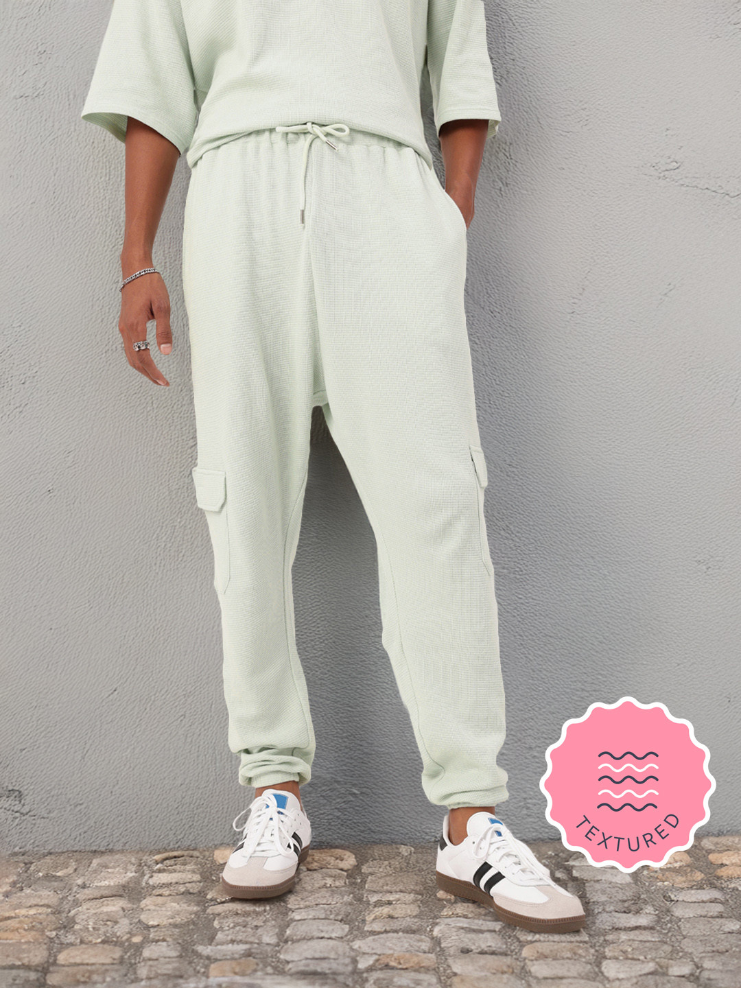 Kook N Keech Men Korean Textured Knitted Relaxed Joggers