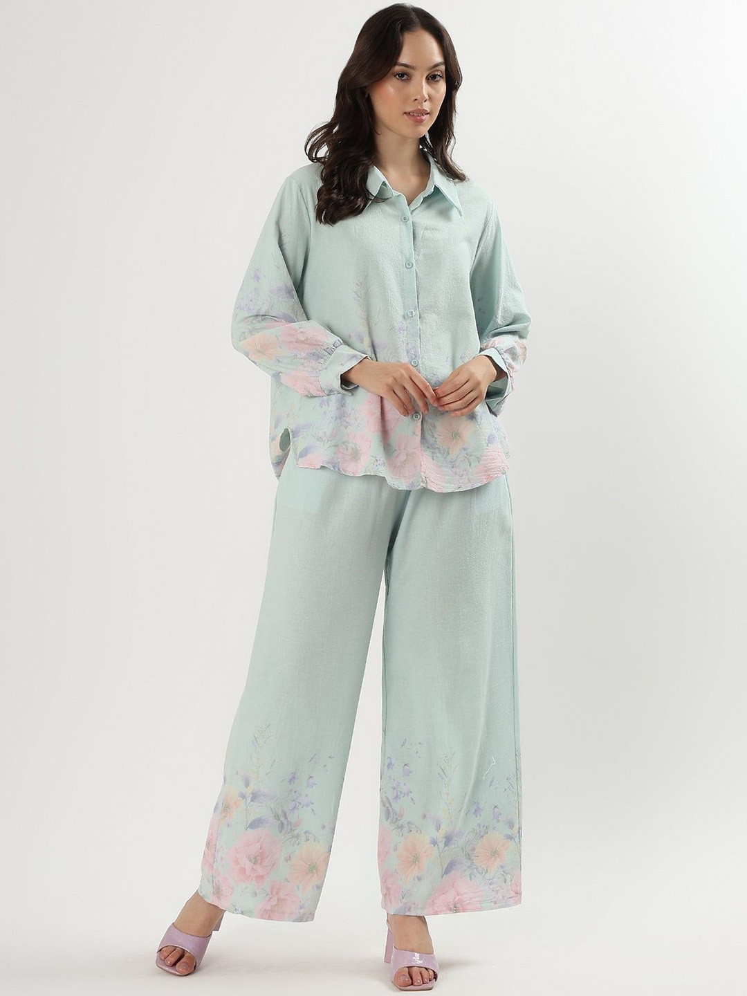 Beyond Pink Printed Shirt & Trousers Co-Ord Set