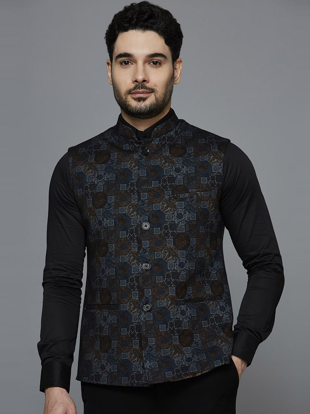 ESSAS club Block Printed Nehru Jacket