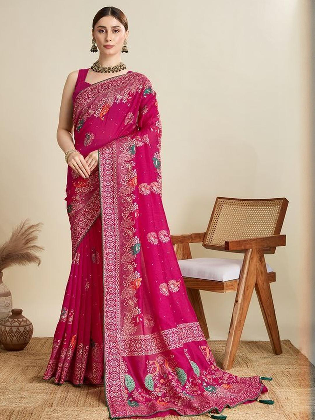 DWIJA FASHION Floral Pure Cotton Banarasi Saree