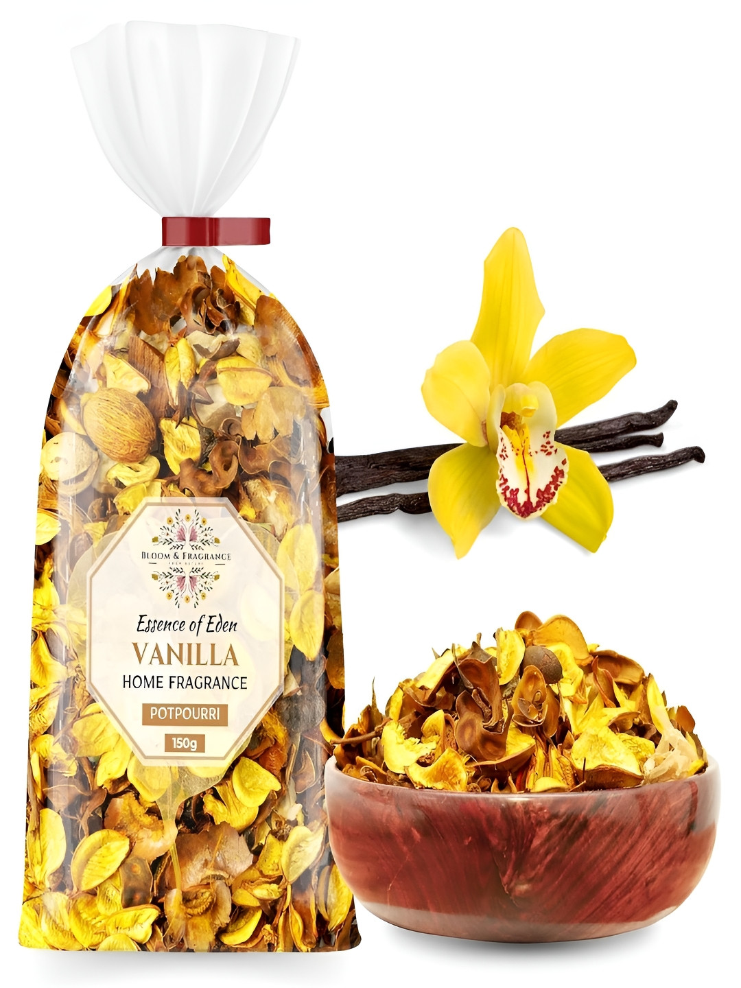 Bloom & Fragrance Yellow Vanilla Potpourri Bowl Filler 150g