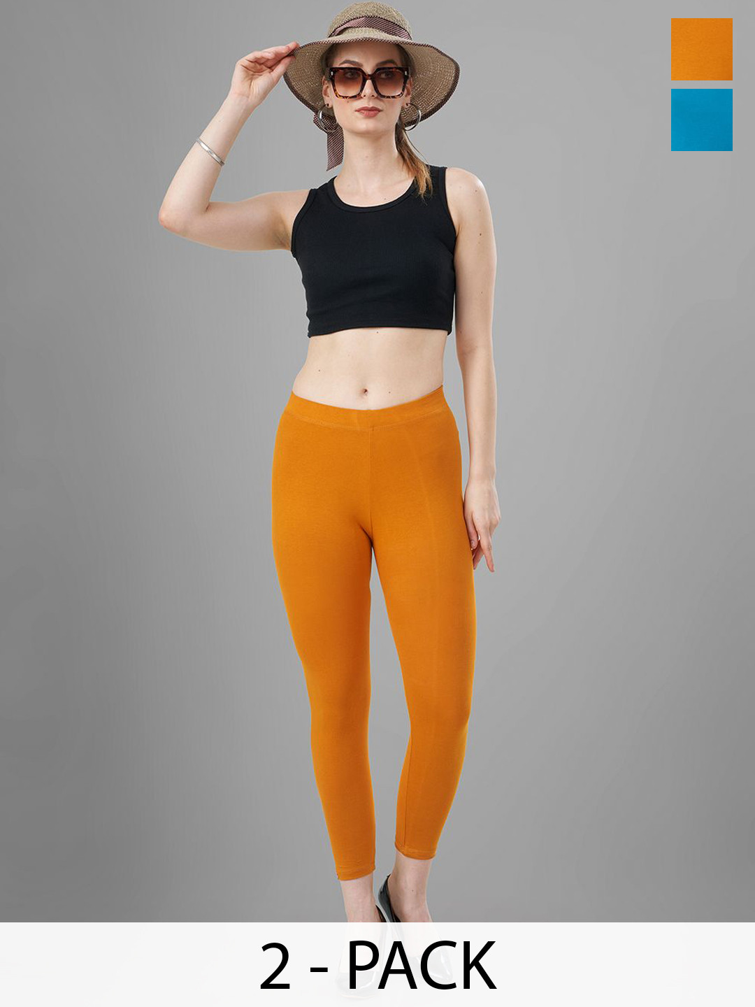 T19 Pack Of 2 Skinny Fit 4-Way Stretchable Ankle Length Leggings