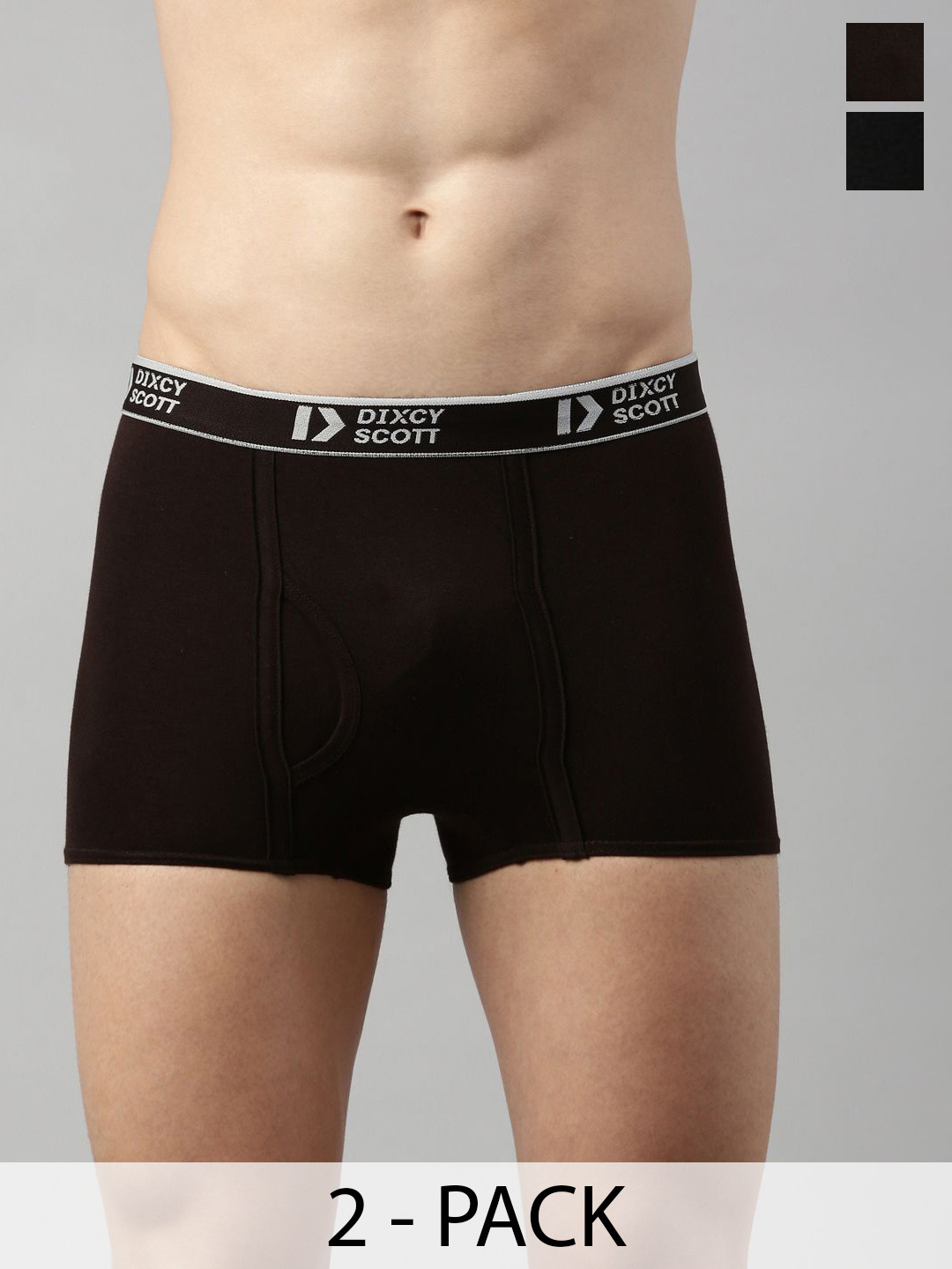 Dixcy Scott Originals 2-Pcs Pure Cotton Mid-Rise Trunks DSO SWISH-TRNK-P2, CFBRBL