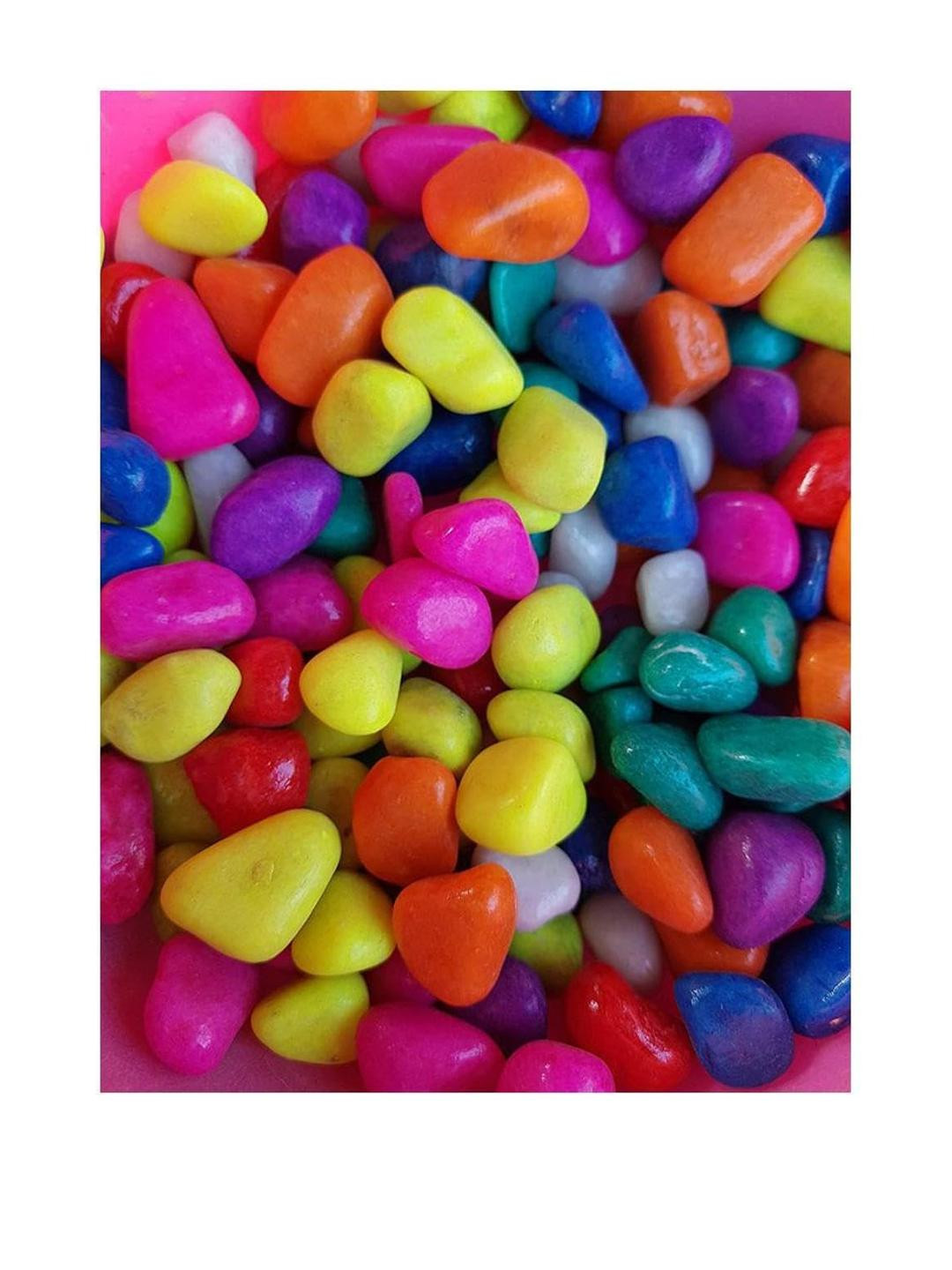 Somil Multicolor Pebbles/Stones for Garden, Plants, Lawns, Aquariums, Fish Pots, Home Decor, Vases, Furniture Filler. Size: 10-30mm, Shiny Multicolor -A113