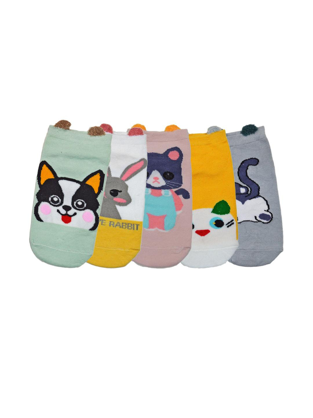 ME Stores Kids Pack of 5 Printed Ankle Length Socks