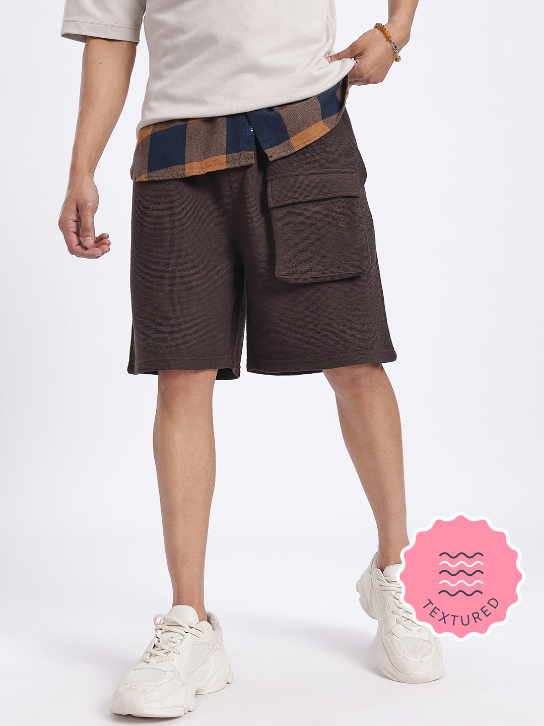 glitchez Men Utility Textured Shorts