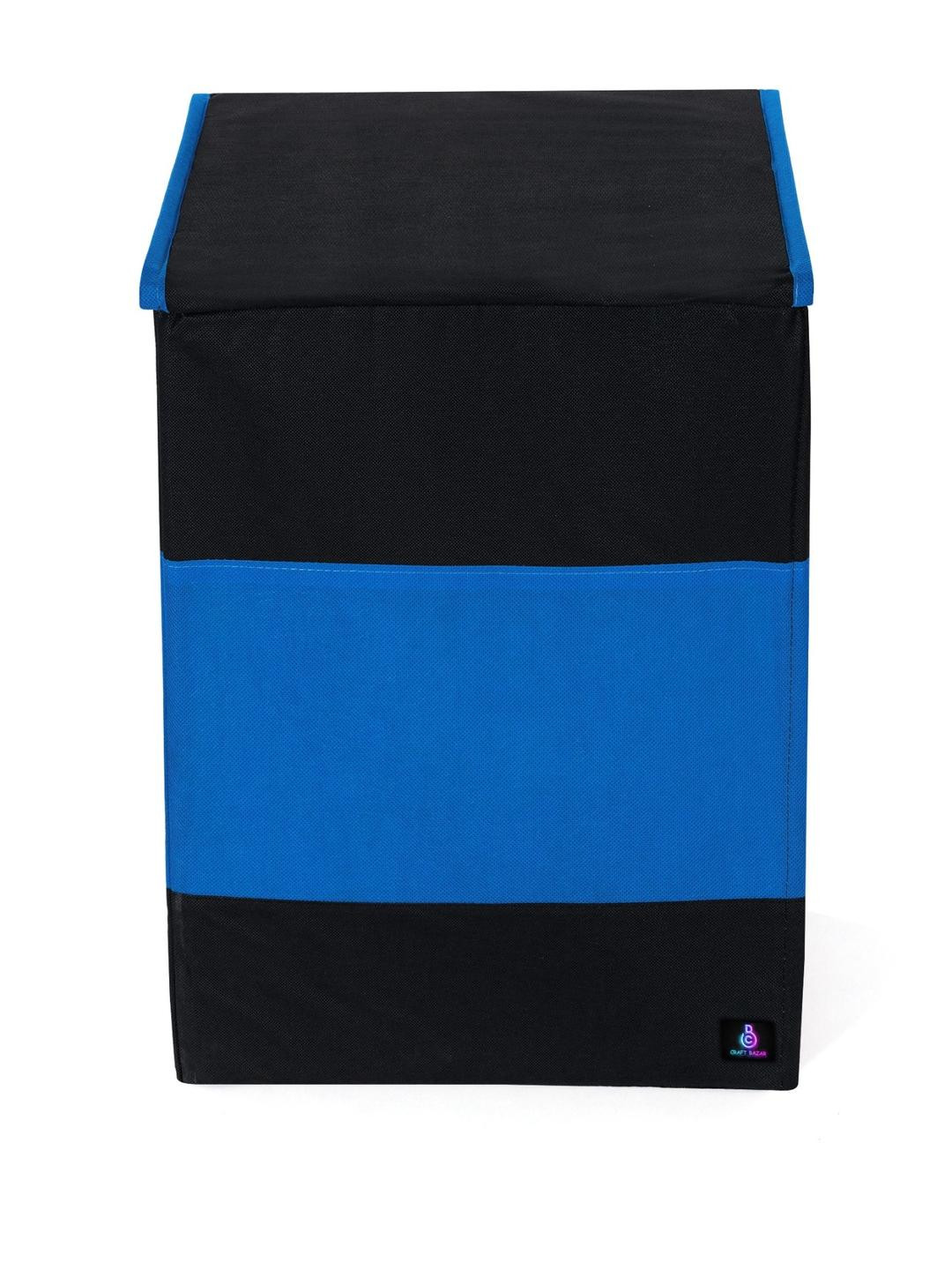 Craft Bazar Navy Blue Laundry Basket With Lid