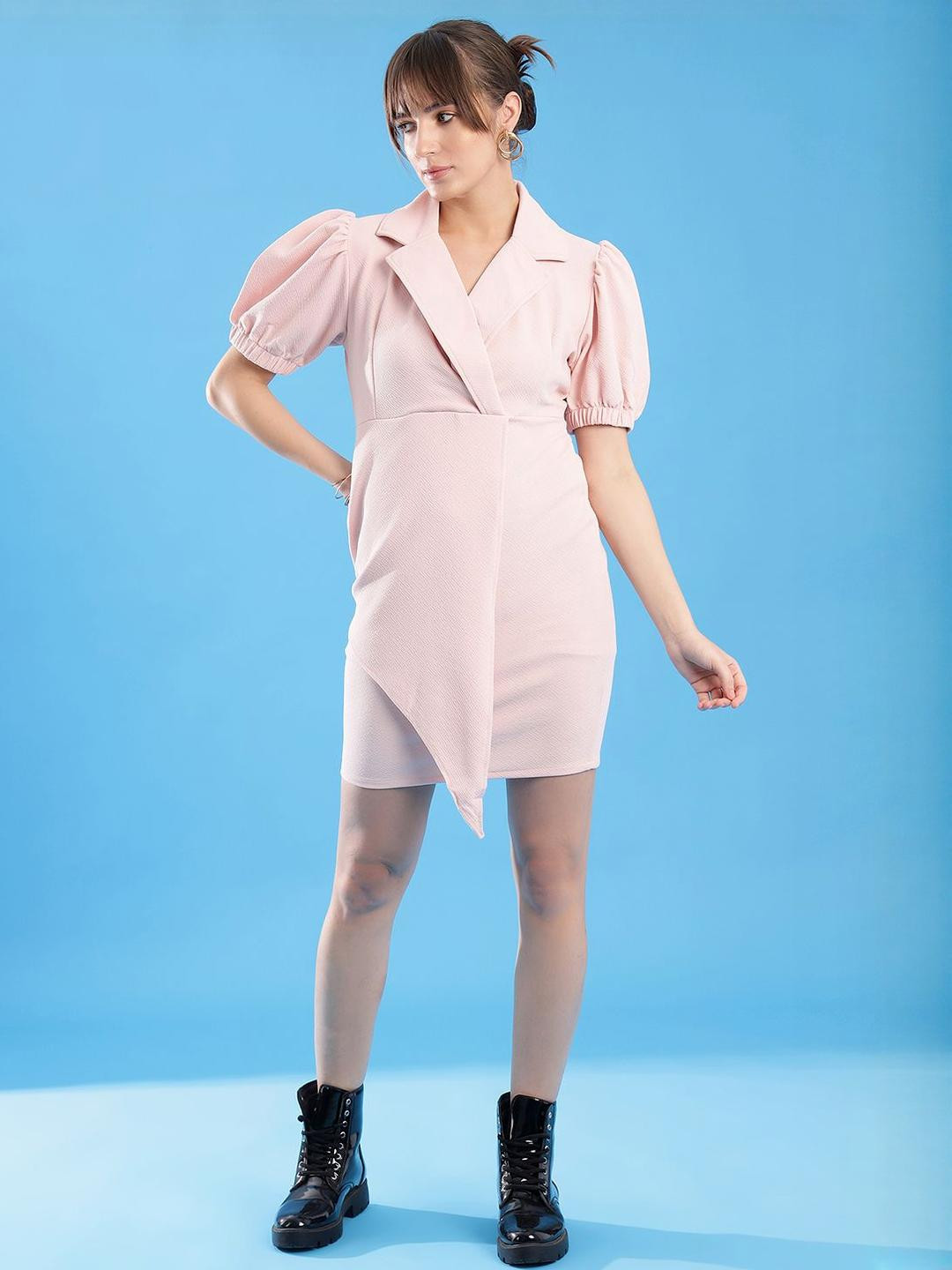 Selvia Puff Sleeve Layered Bodycon Dress