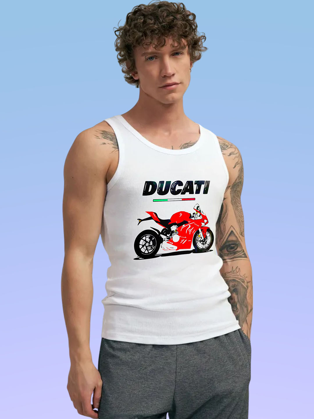 Uniplanet store Printed Scoop Neck Gym Vest UVM-OBSTACLES-TIGER-PRPL-S