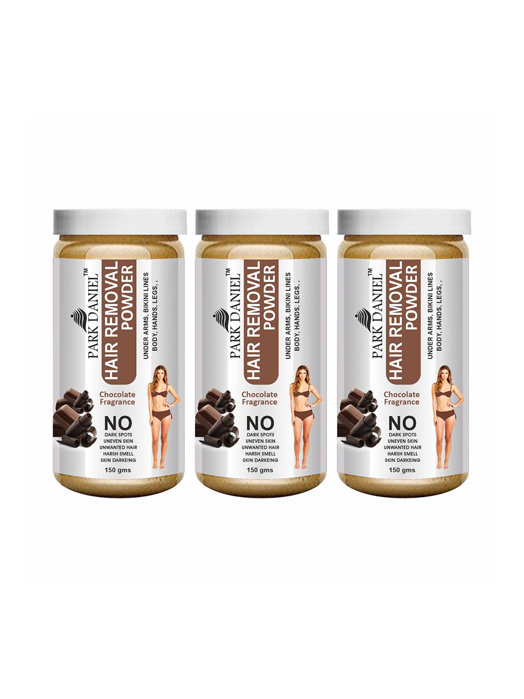Park Daniel Set Of 3 Chocolate Painless Hair Removal Powder - 150 g Each