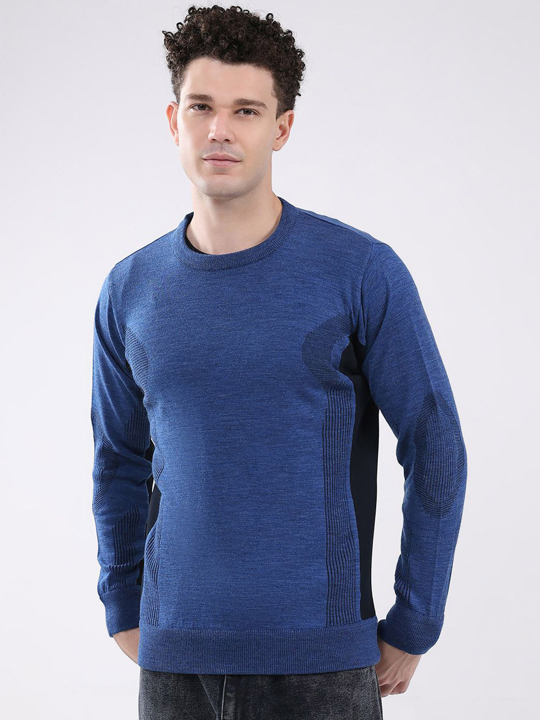 Monte Carlo Men Solid Round Neck Pullover Sweater