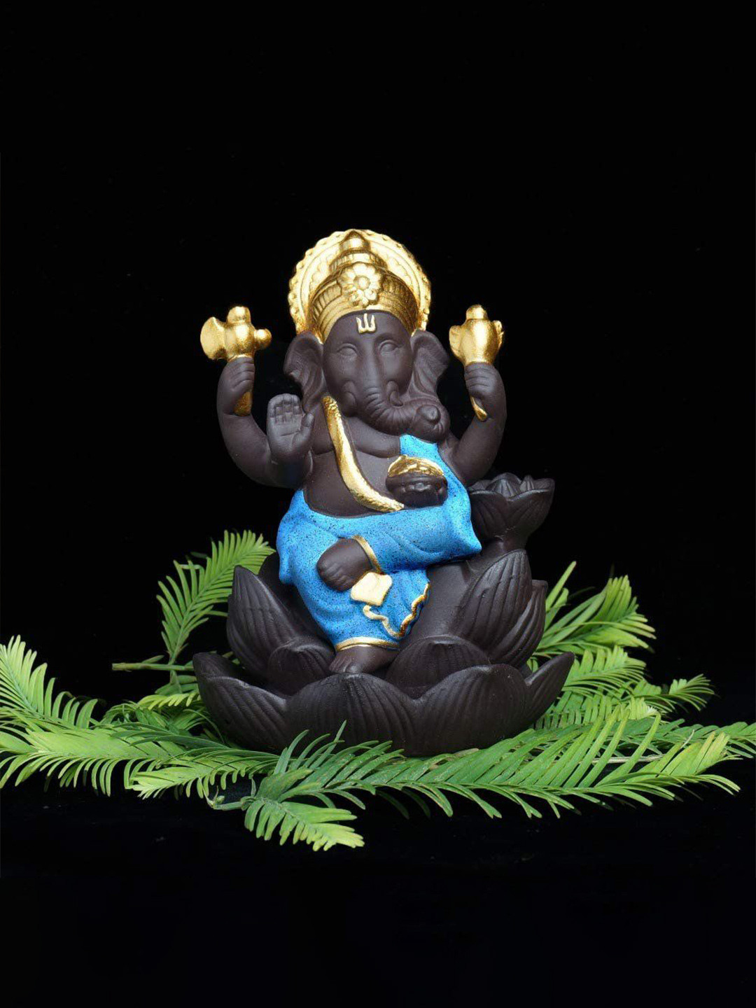 CRAFTAM Black & Blue Ganesha Smoke Backflow Fountain With 1 Scented Cone