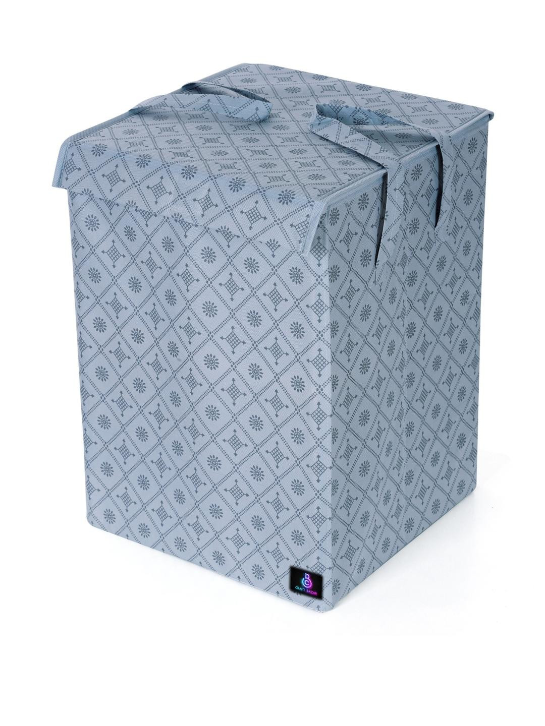 Craft Bazar Grey Printed Foldable Laundry Bag