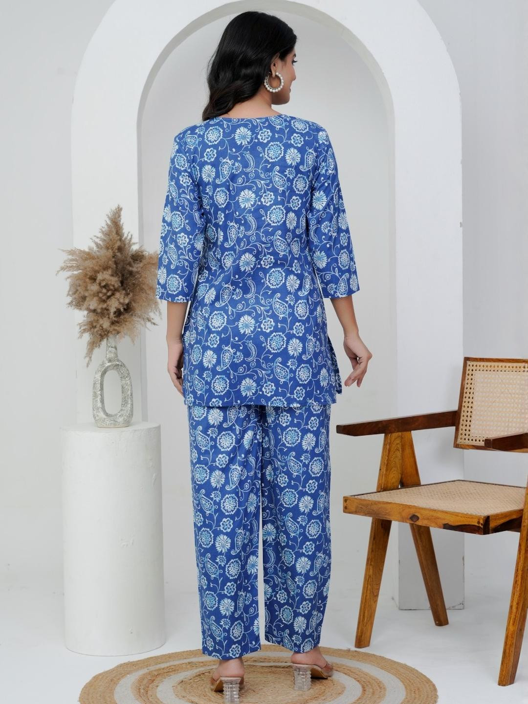 Genade Blue  Cotton Blend Clothing Set