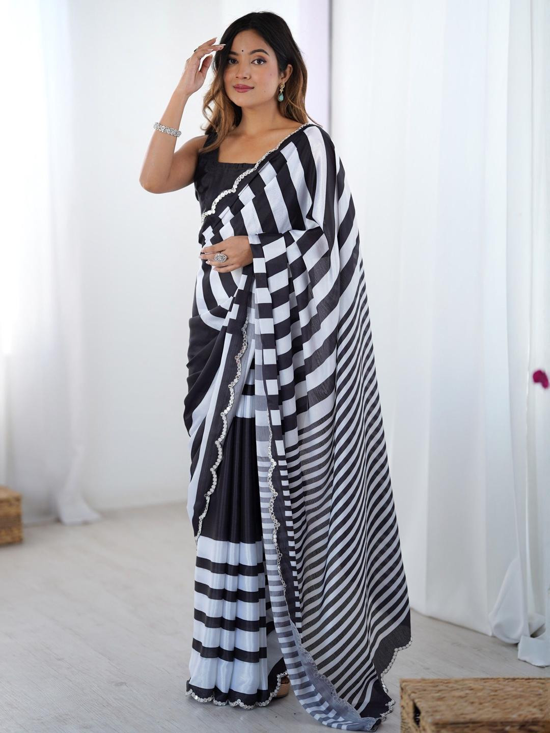 Mitera Leheriya Kutchi Embroidery Silk Blend Leheriya Saree