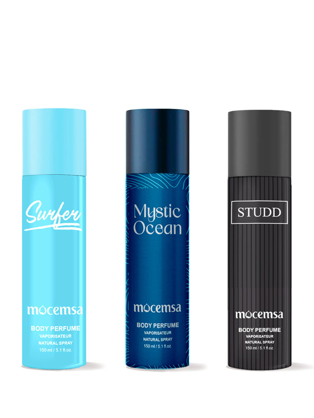 MOCEMSA Set of 3 Men Deo Gift Pack Surfer - Mystic Ocean & Studd - 150ml Each