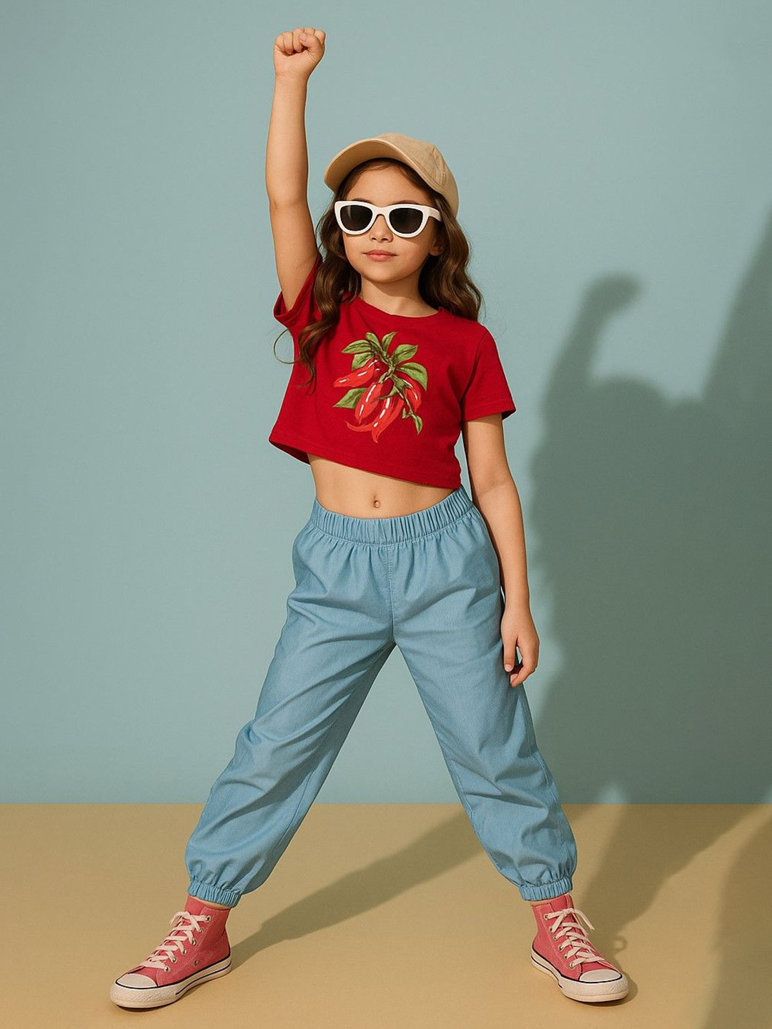 Baawri Girls Round Neck Crop Top
