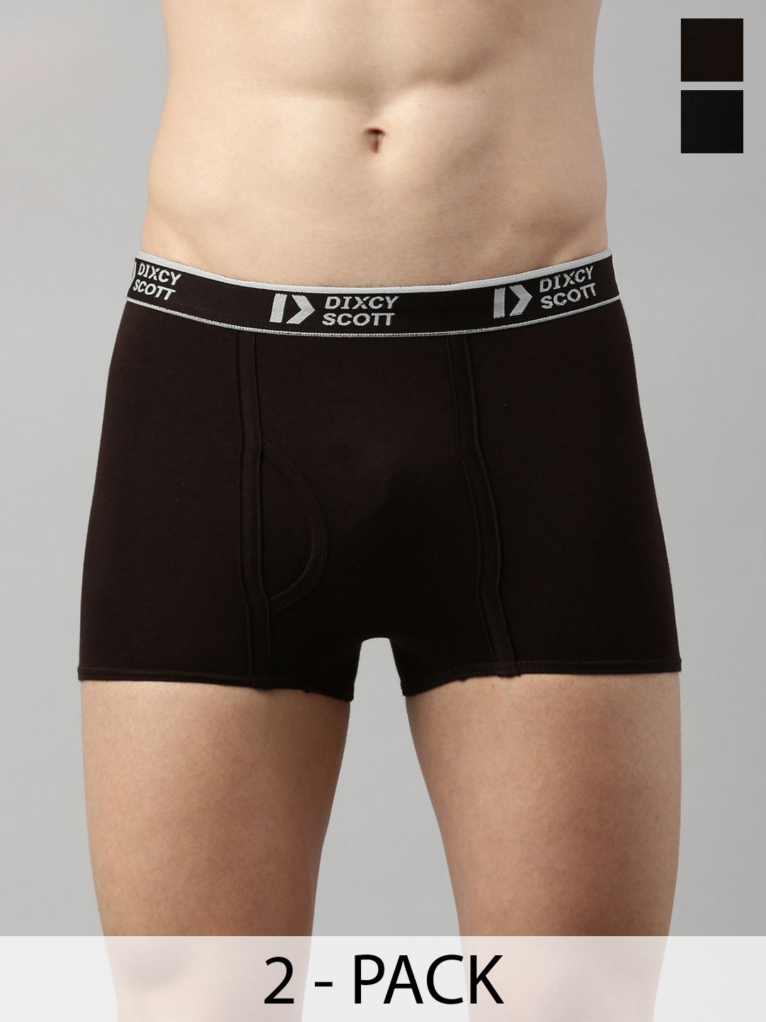 Dixcy Scott Originals 2-Pcs Pure Cotton Mid-Rise Trunks DSO SWISH-TRNK-P2, CFBRBL
