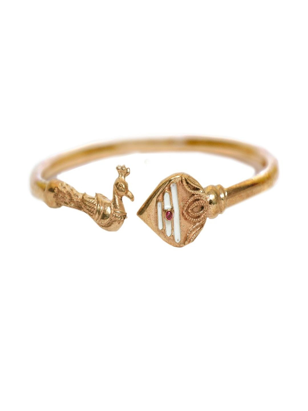 Naveen Metal Works Unisex Panchaloha/Impon Vel & Peacock kada/Kaapu - 6CM | Panchaloha bracelet