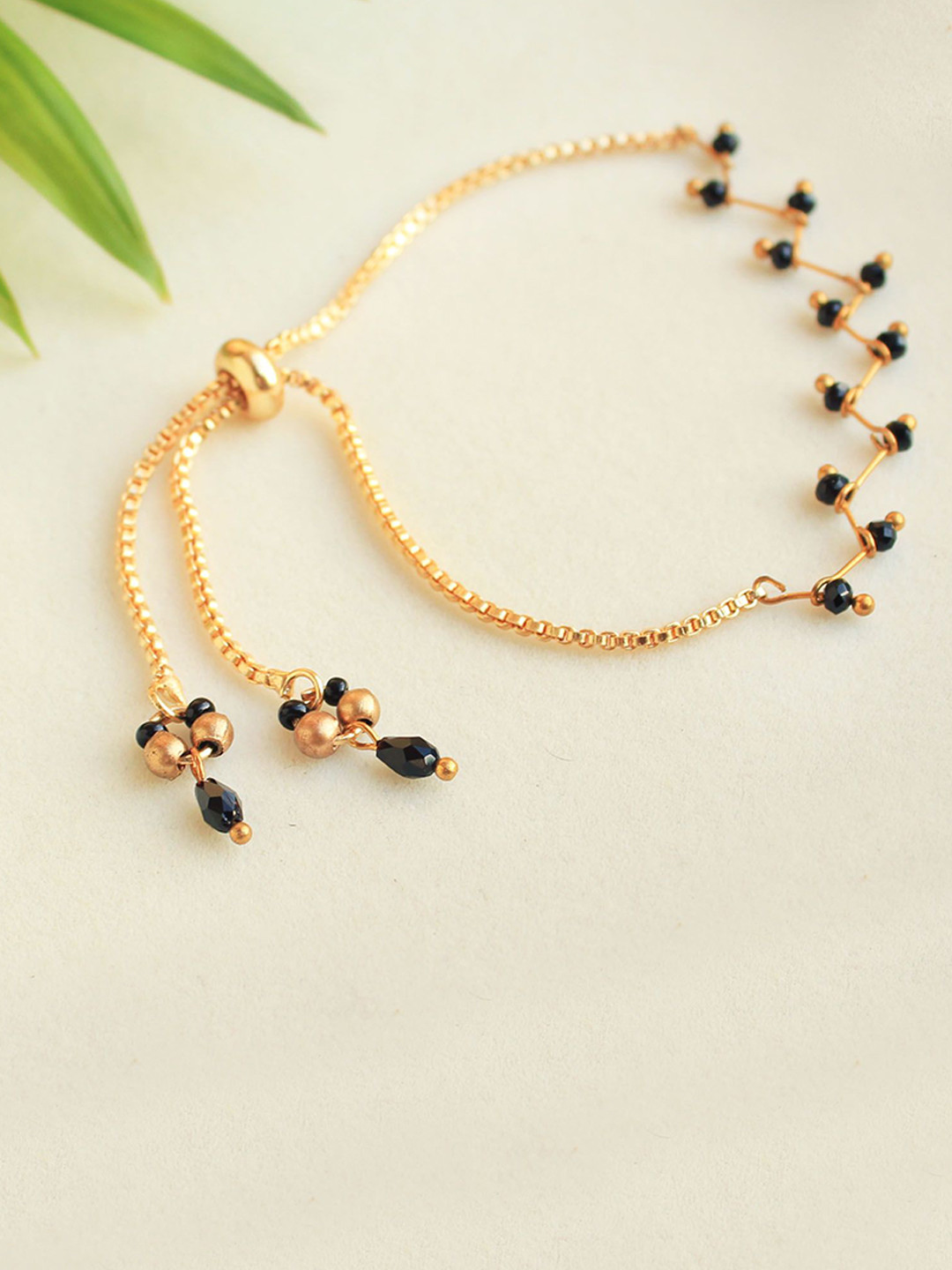 BeAbhika Women Gold-Plated Retro Twist Mangal Sutra Link Bracelet