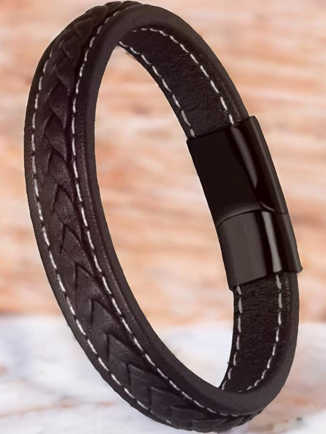 Black Leather Bracelet For Men