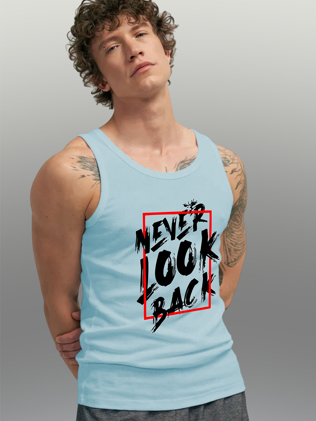 Uniplanet store Printed Scoop Neck Gym Vest UVM-NVR-LUK-BCK-SKBL-S