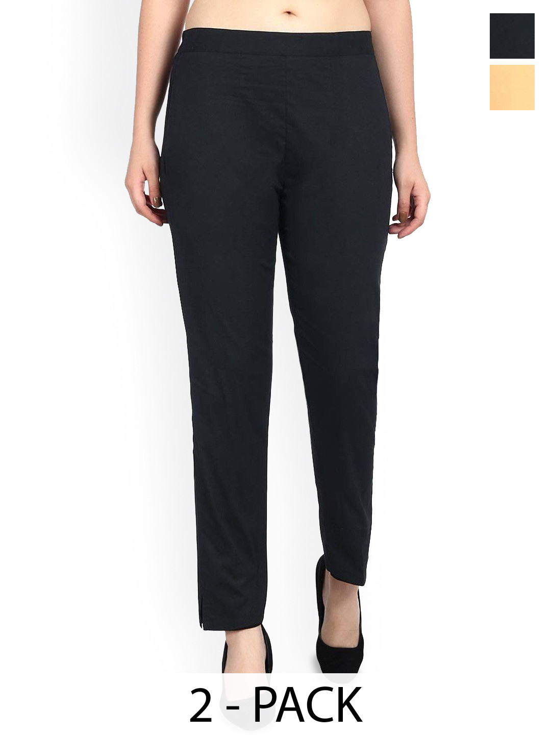 SRISARAS Women Pack of 2 Mid-Rise Peg Trousers