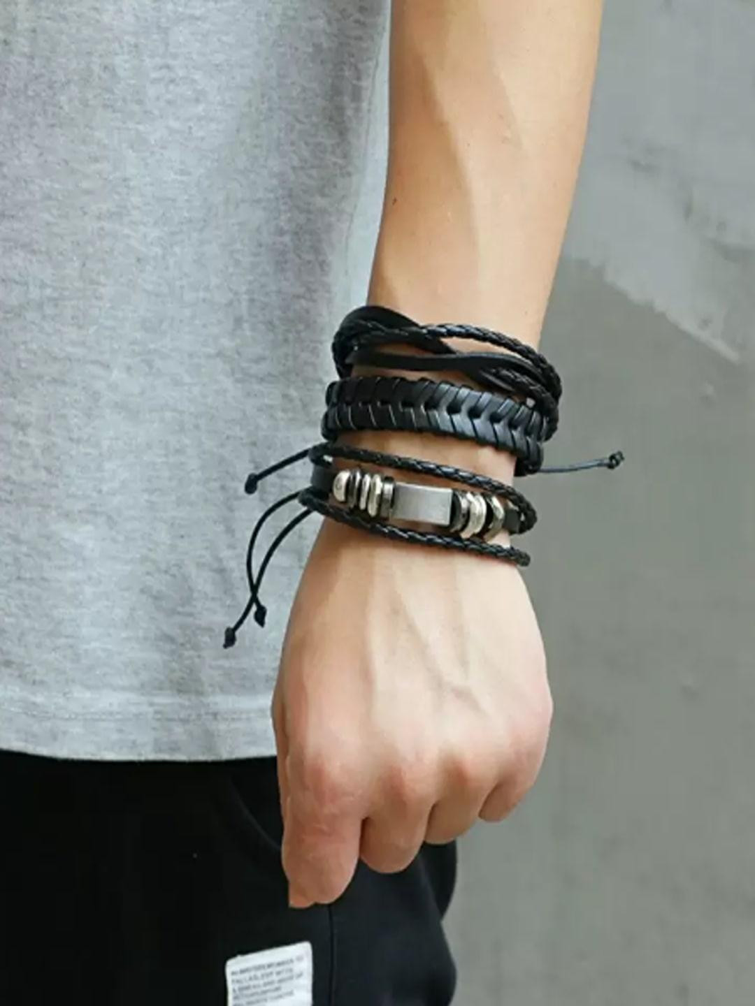 Brown Multistring Wristband Bracelet For Men (Pack of 6)