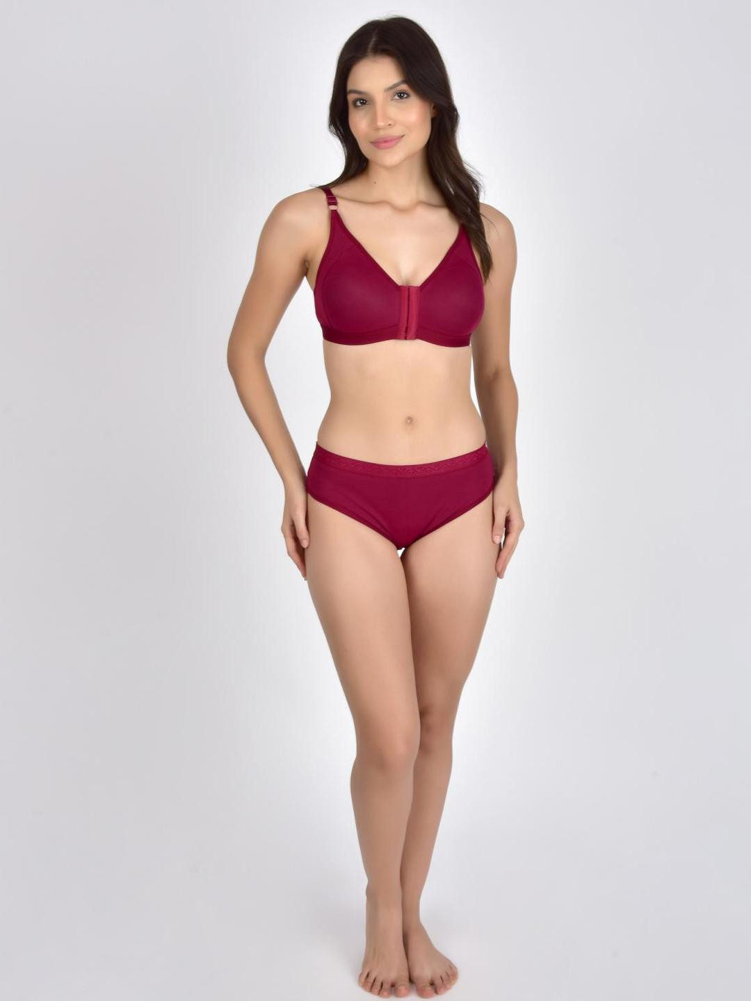 ARKIVA Solid Front Open Bra with Panty Set