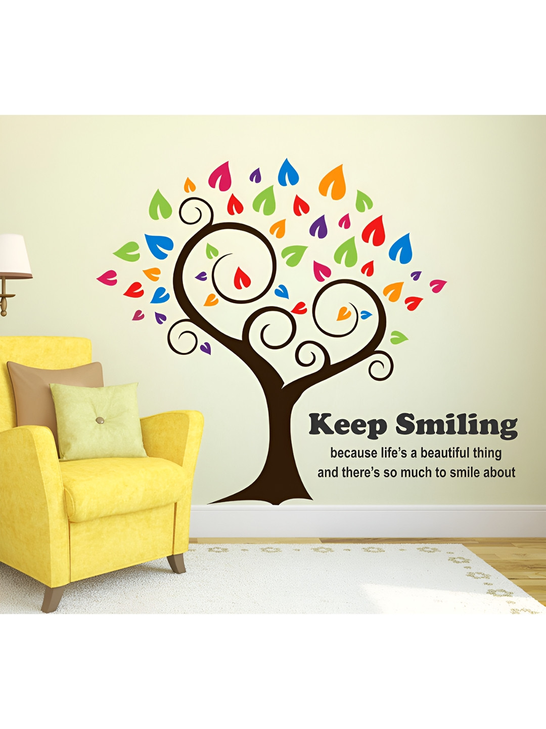 LANSTICK Tree With Quotes Self-Adhesive Wall Sticker