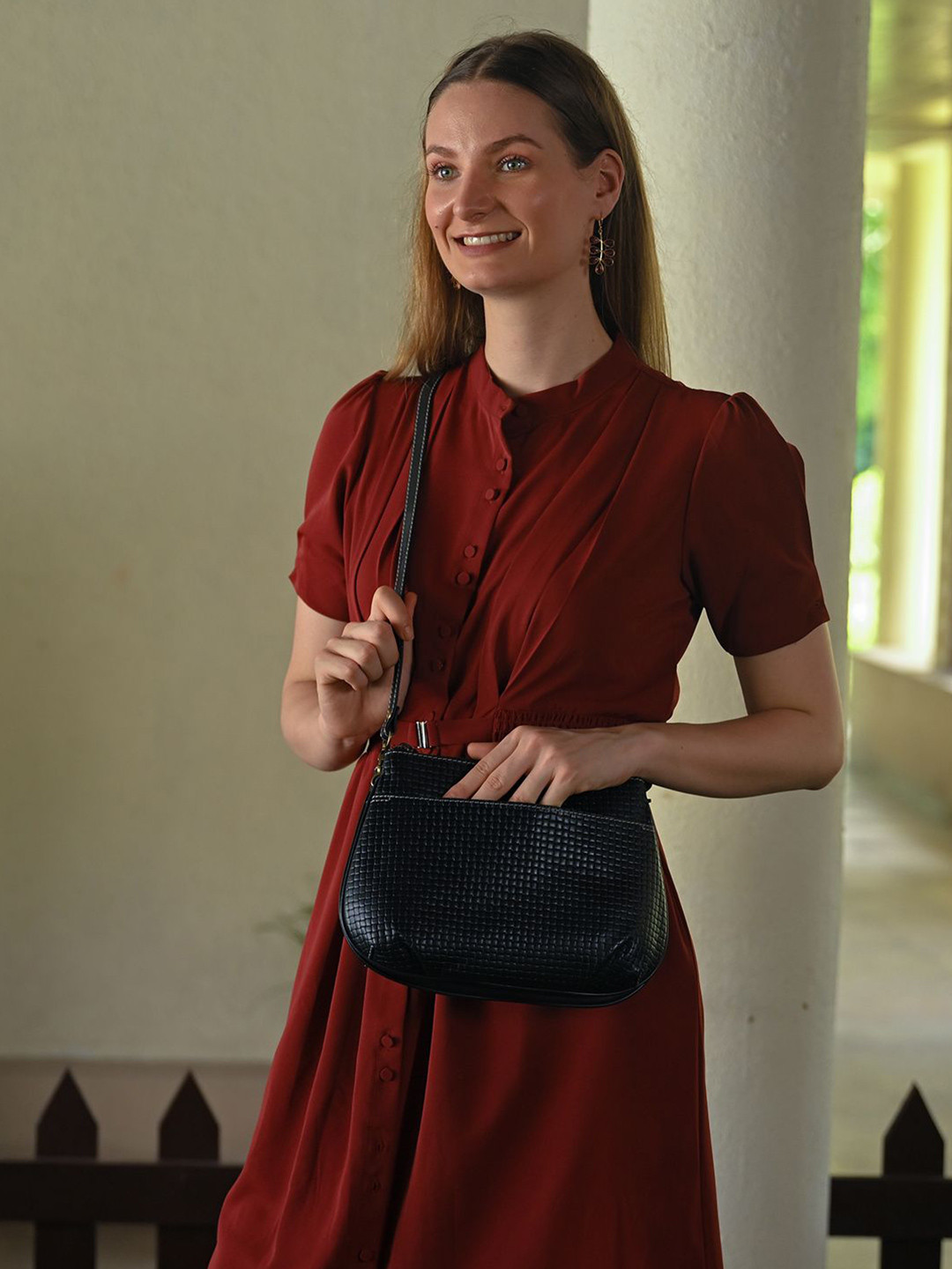 Anuschka Women Textured Crossbody Leather Sling Bag