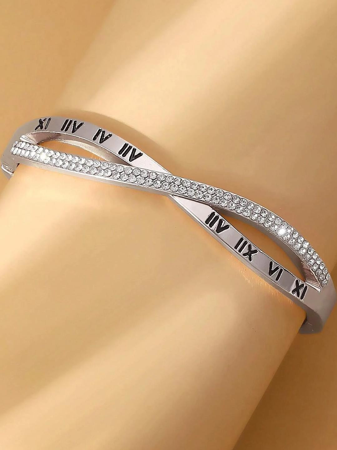 Jewels Roman Numbers Stone Studded Bracelet For Women and Girl