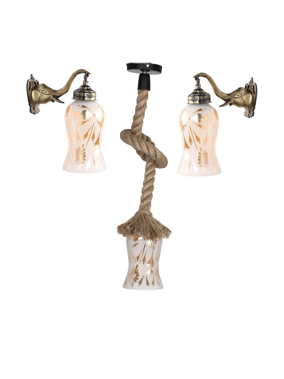 Somil Indore Decorative Lamp Combo of Matching Elaphent Shape Wall Lamp & Ceiling Lamp, Multi Compatible with LED, Size: 19 X 19 X 23 Cm, Pack of 3.