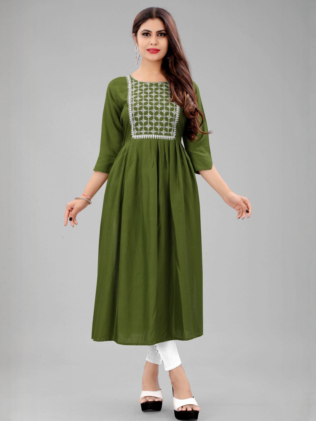 Moda Rapido Women Geometric Embroidered Thread Work Kurta