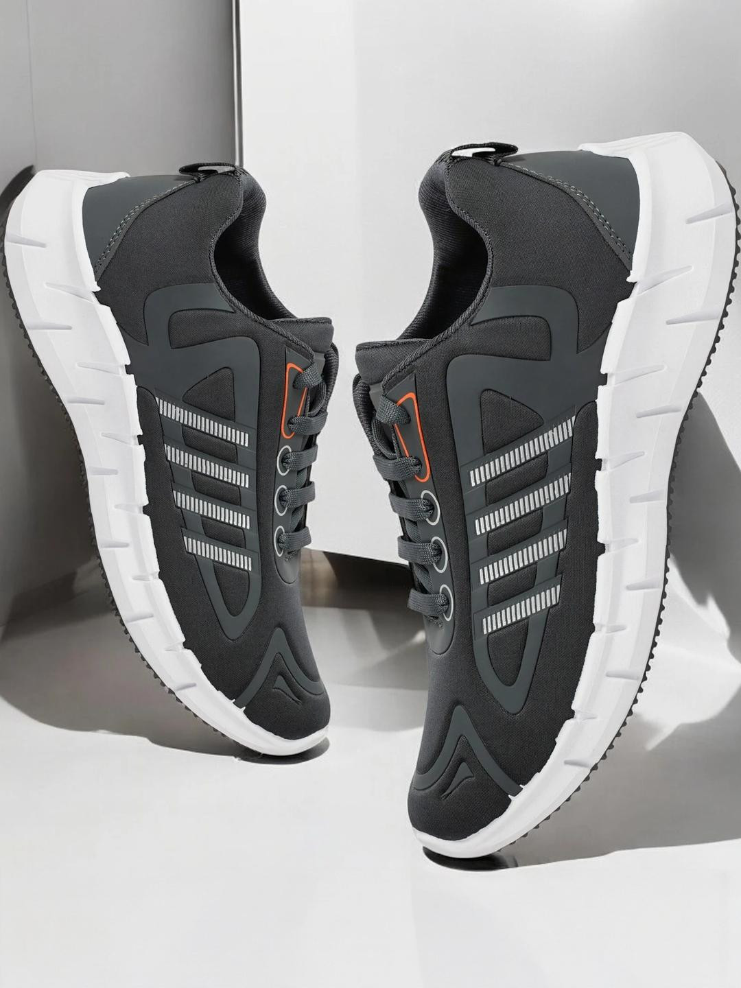 Free Kicks Men Grey Mesh Marking Running Sports Shoes