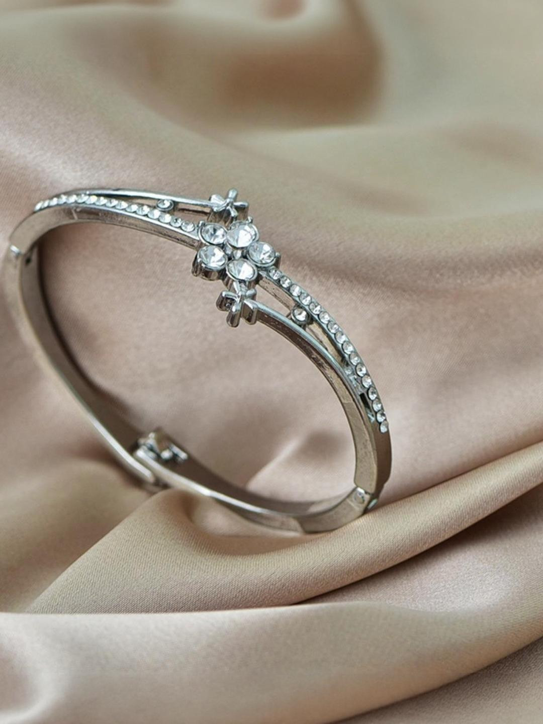 18k Silver Plated Crystal Bangle Bracelet for Women