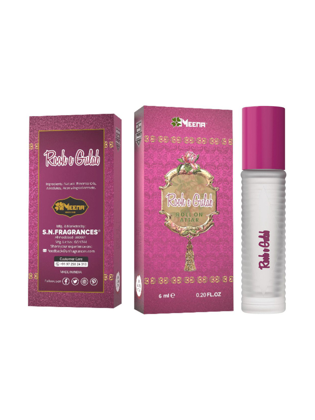 MEENA Rooh-E-Gulab Long Lasting Roll On Attar - 6 ml