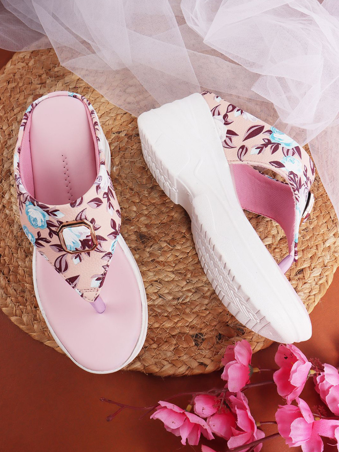 ROMDS fashionable footwear Women Printed Block Heel Sandals