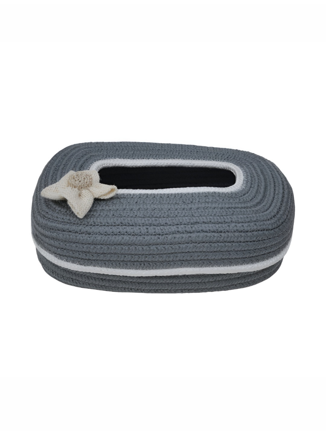 AURKA Grey & White Flower & Line Design Oval Tissue Holder